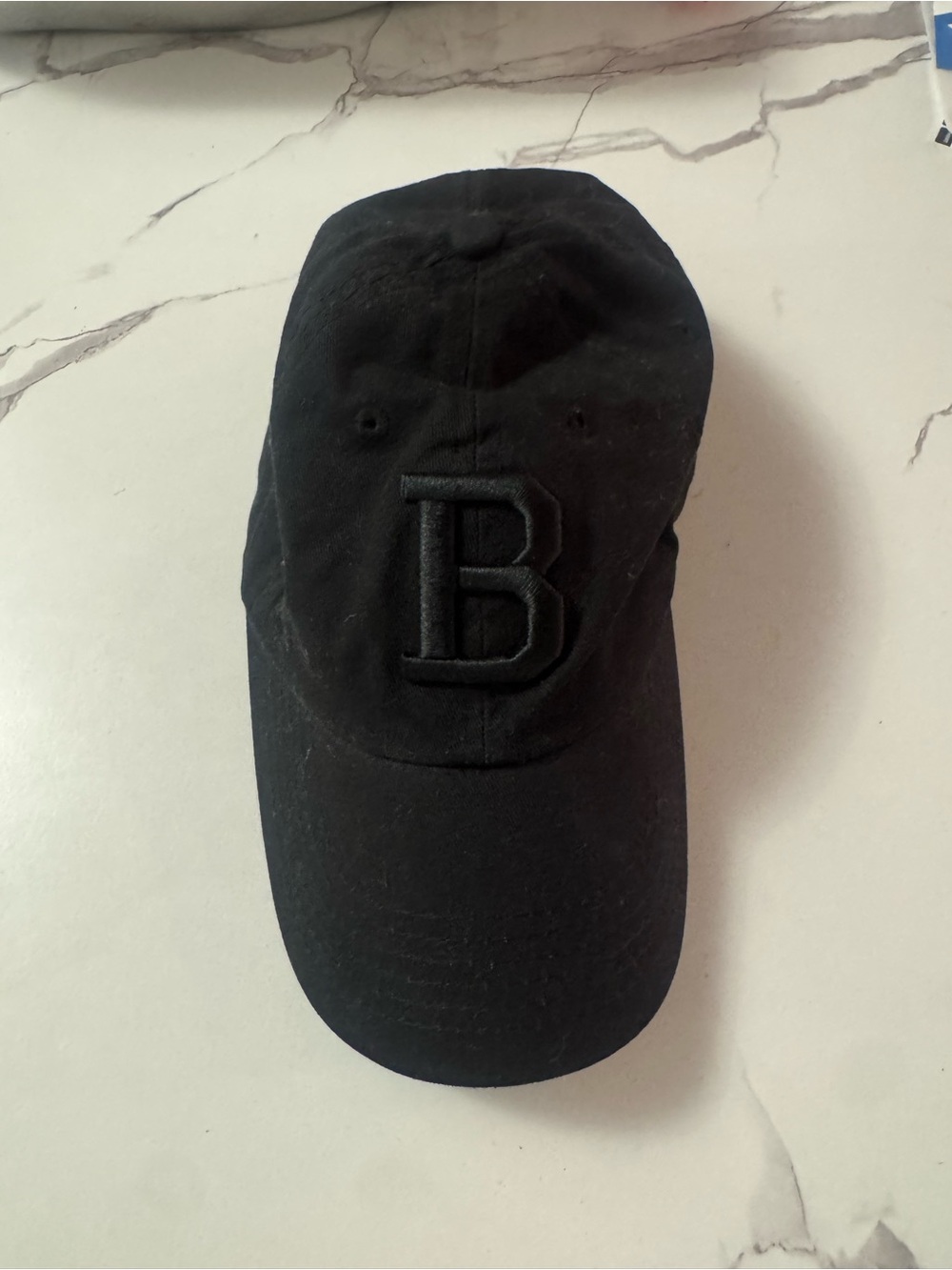 B Embroidered Black Baseball Cap